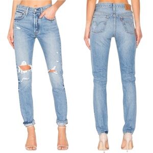 Levi’s 501 Skinny Old Hangouts Light Wash Ripped Knee Denim W24